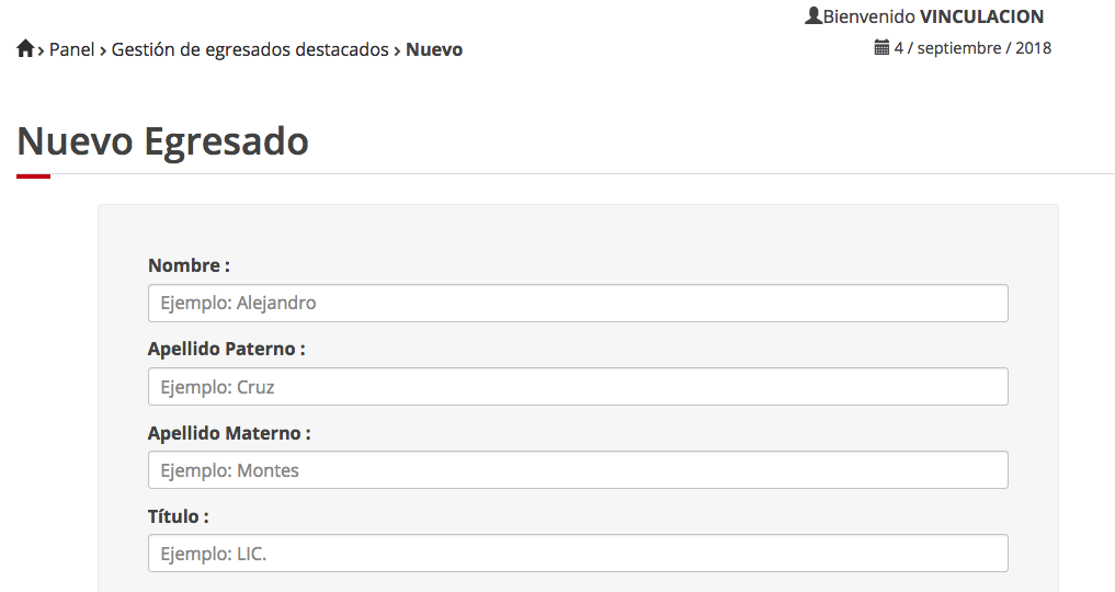 Imagen de registro de egresados.