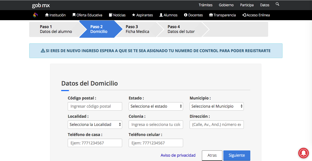 Imagen de página con formulario