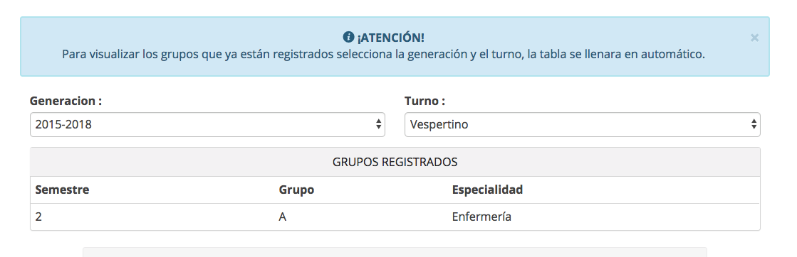 Imagen de consulta de grupos.
