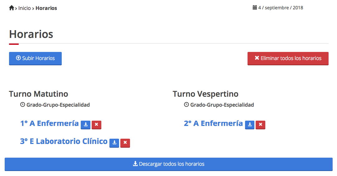 Imagen de horarios mostrados en galería.