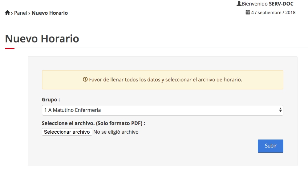 Imagen de subir horarios.