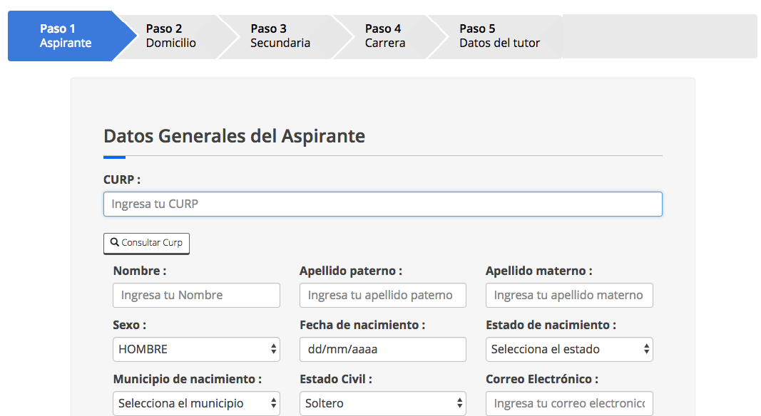 Imagen de registro de aspirantes inscritos.