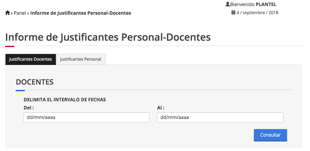 Imagen de informes de justificantes.