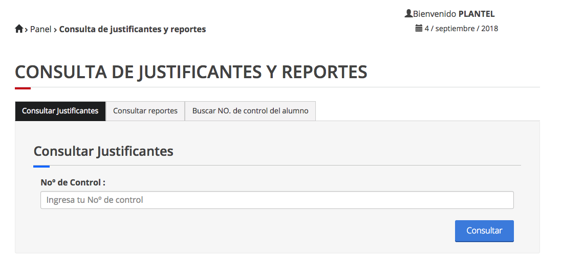 Imagen de consulta de reportes y justificantes
