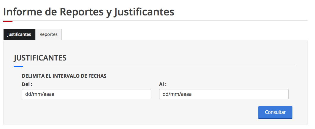 Imagen de informe de reportes y justificantes