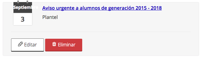 Imagen de publicación con botones editar y eliminar.